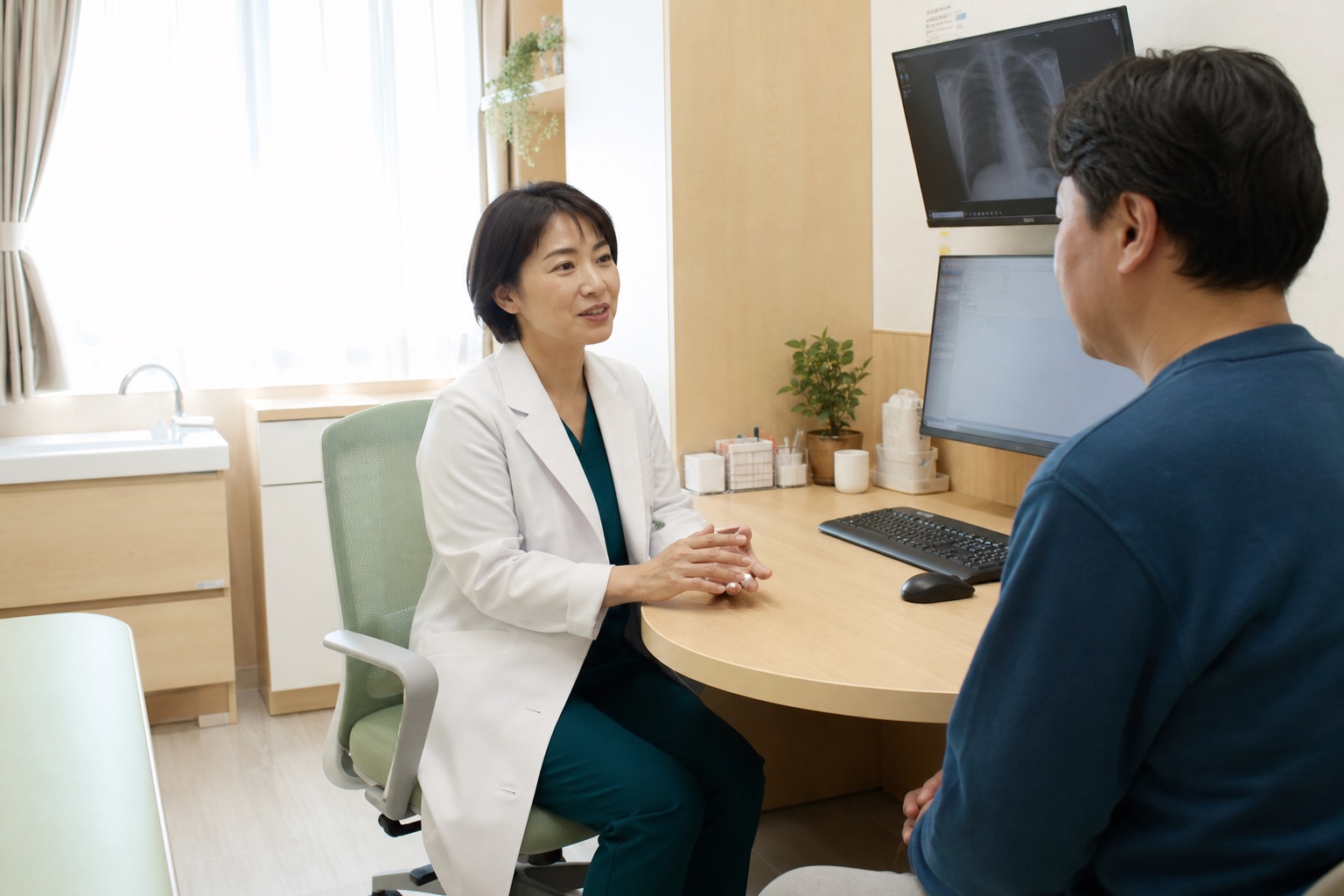 医師と落ち着いて話せる診察室