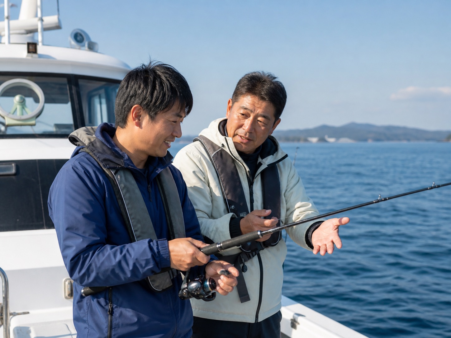 初心者に釣り方を丁寧に教える船長