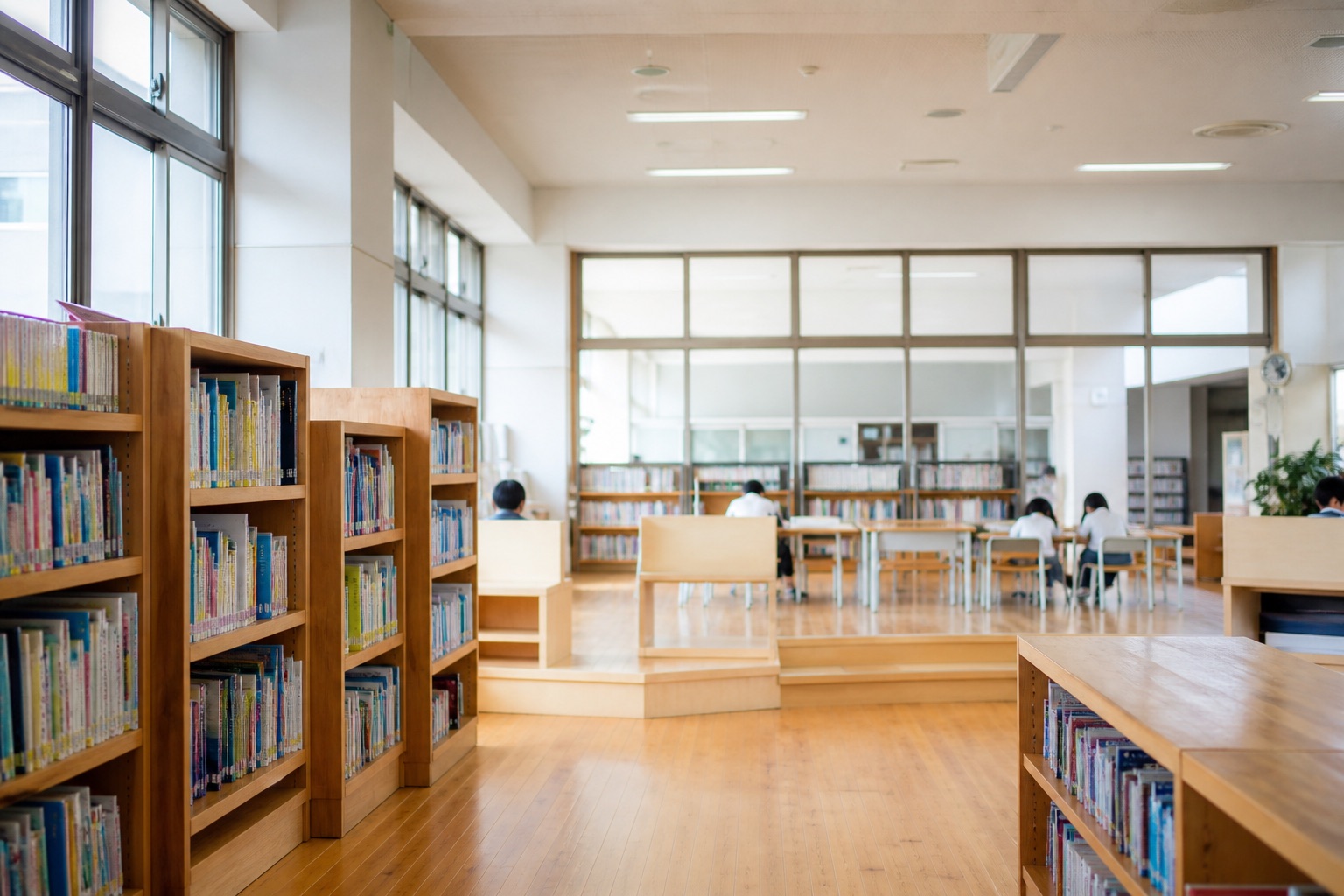 自然光が入る学校の学習スペース