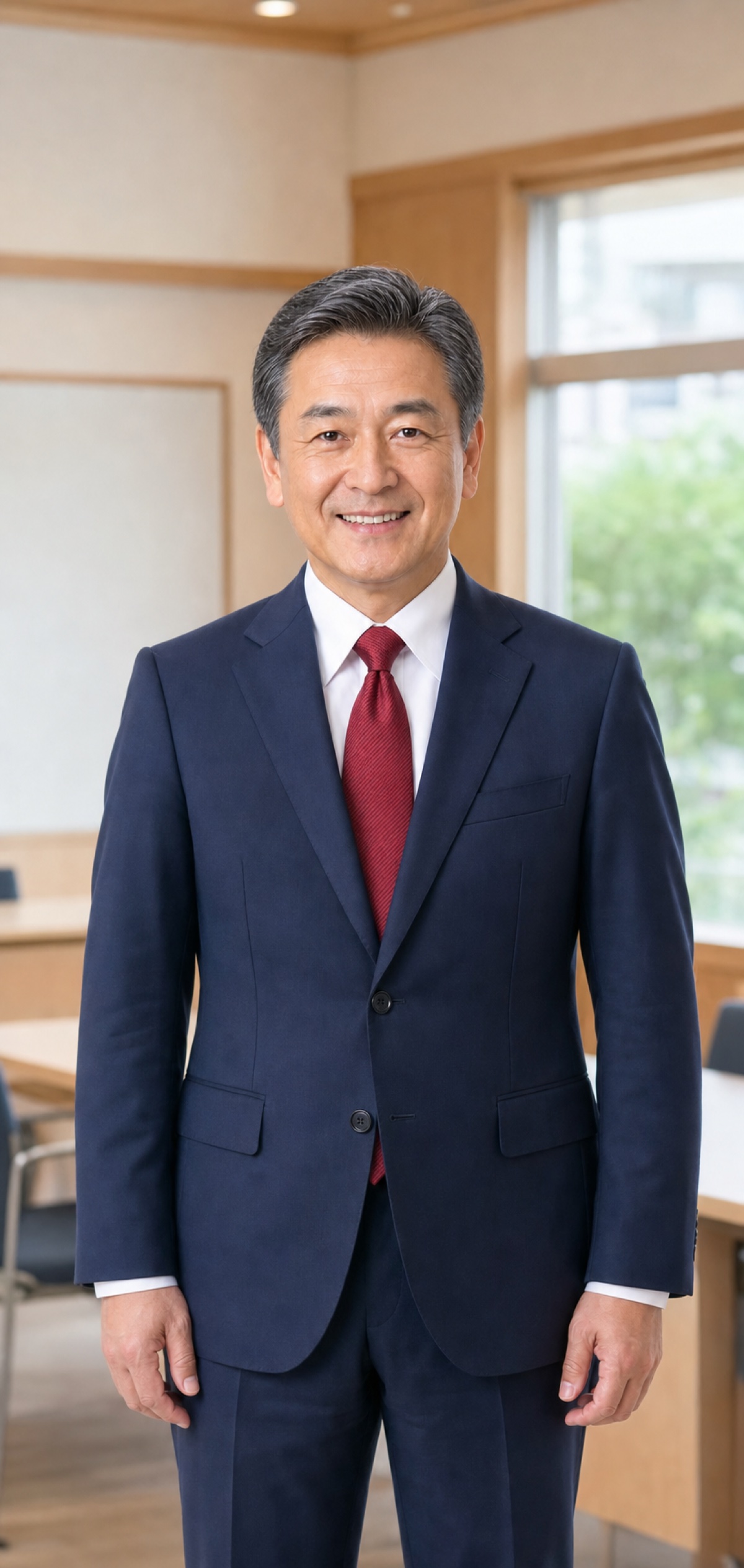 地域の相談室で正面を向く議員のダミー写真