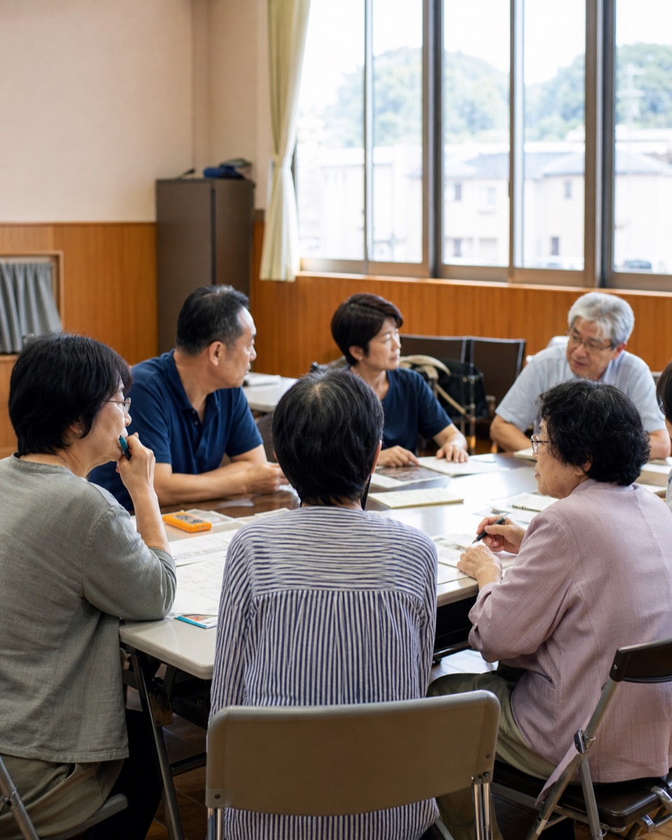 地域の集会所で住民が意見交換する様子